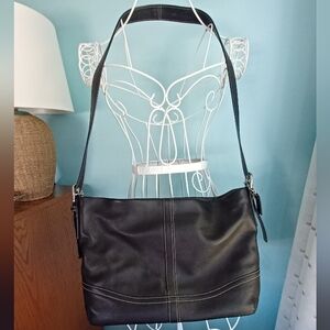 EUC Coach Large Black Leather East/West Tote/Handbag with Dust Bag